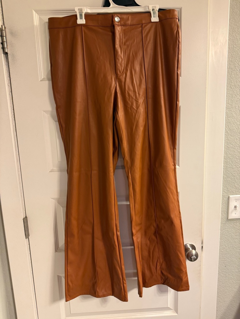 wild fable Faux Leather Wide Leg Pants - Cognac Brown